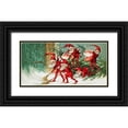 thumbnail image 1 of Wallach, Miriam and Ira D 14x9 Black Ornate Wood Framed with Double Matting Museum Art Print Titled - Santa elves sweeping snow , 1 of 4