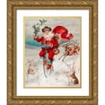 thumbnail image 1 of Wallach, Miriam and Ira D 26x32 Gold Ornate Wood Framed with Double Matting Museum Art Print Titled - Santa Claus on a penny farthing, 1 of 4