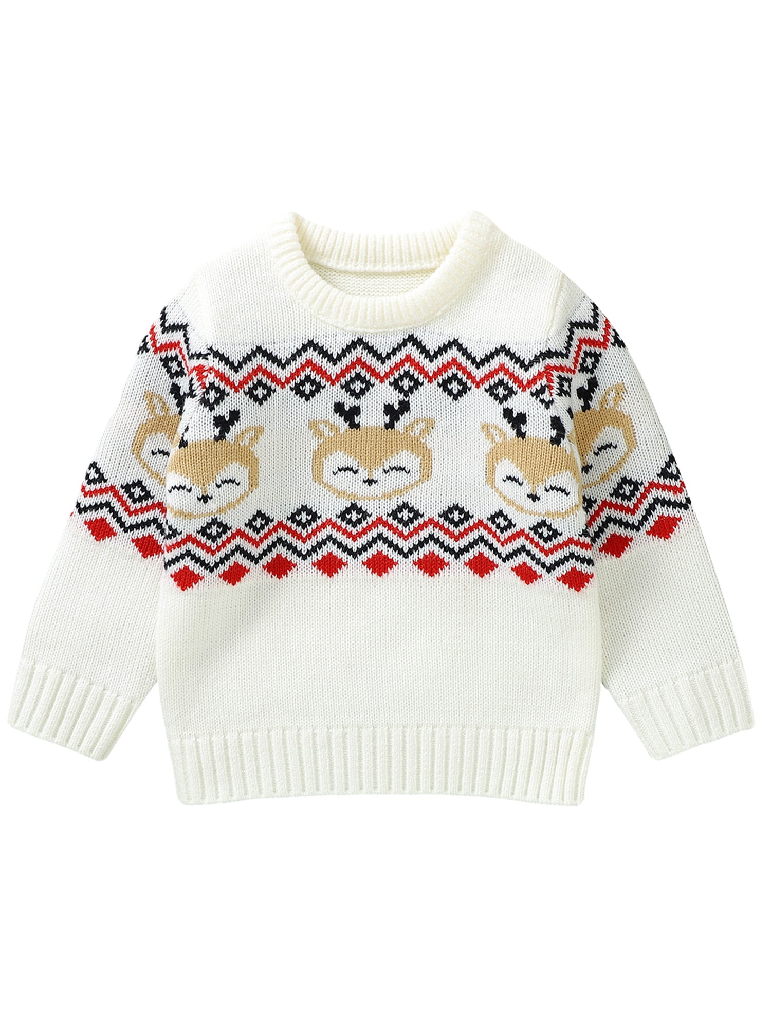 Wallarenear Baby Boy Girl Christmas Sweater Reindeer Truck Print Cable ...