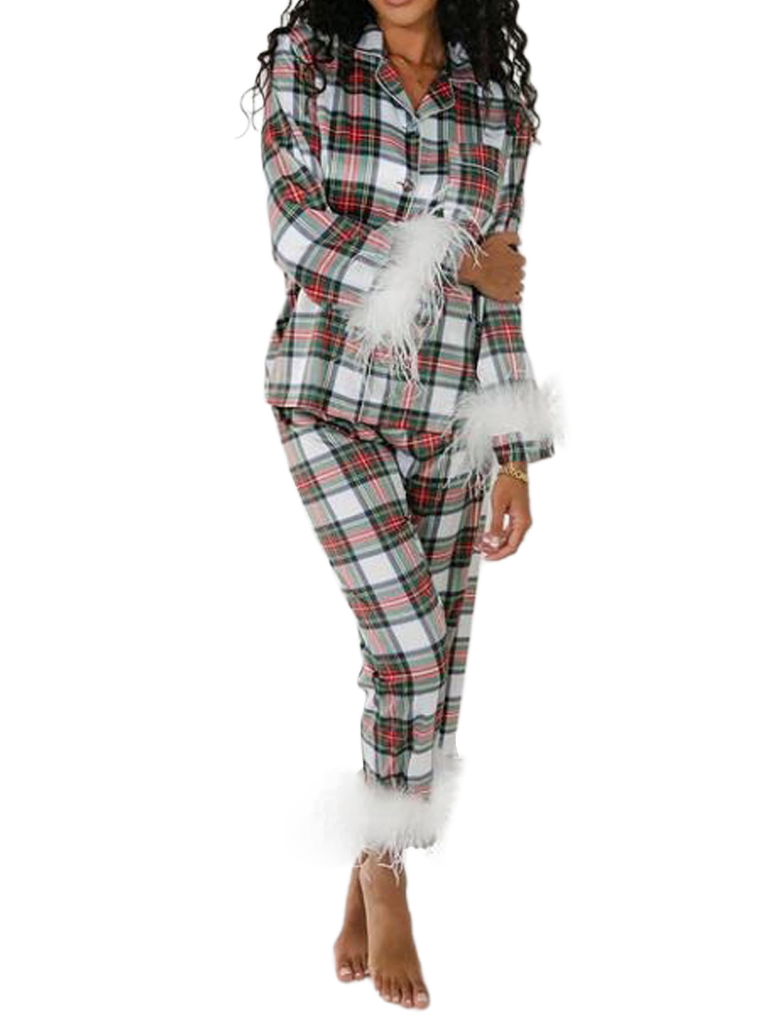 Pyjamas with fur trim hotsell