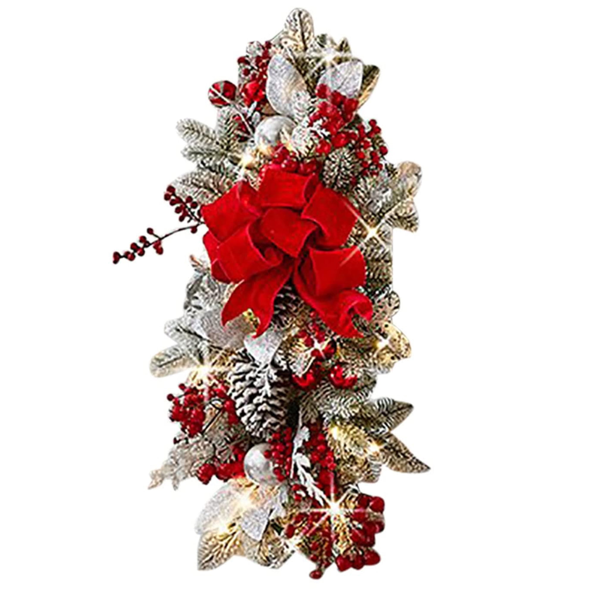 Wallarenear Christmas Swags and Garlands with Lights Cordless Stairway