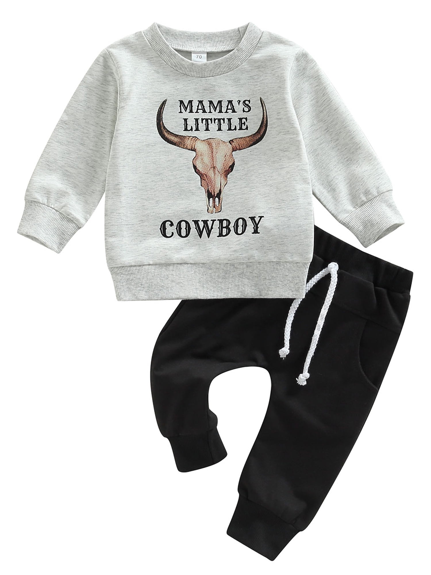 Wallarenear Western Baby Boy Cow Print Sweatshirt Pullover Tops