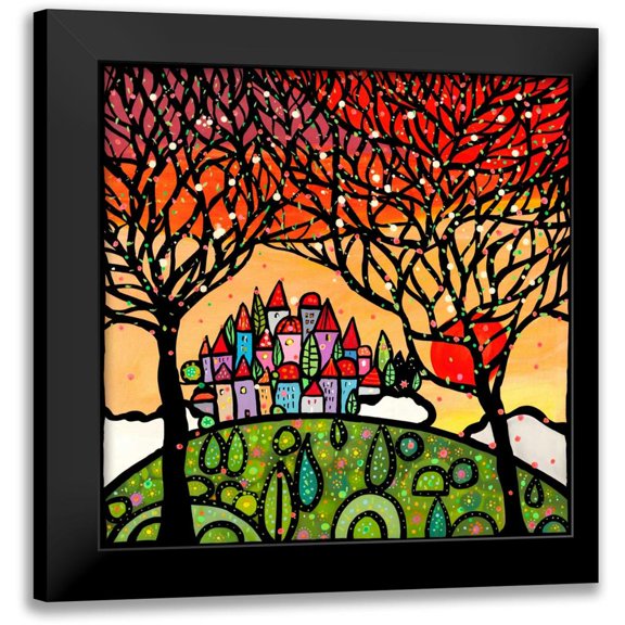 Wallas 12x12 Black Modern Framed Museum Art Print Titled - Gli alberi guardano il paese al tramonto