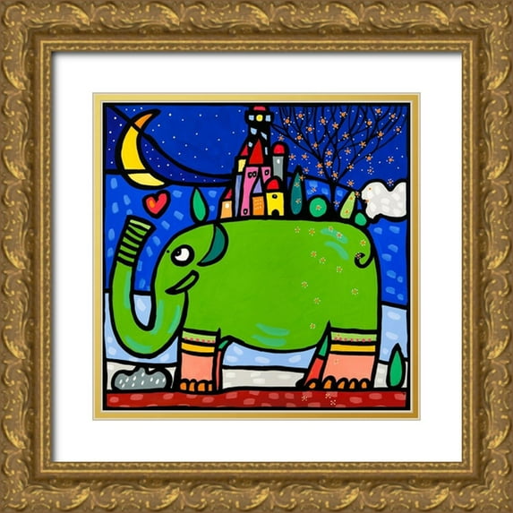 Wallas 12x12 Gold Ornate Wood Framed with Double Matting Museum Art Print Titled - Ele