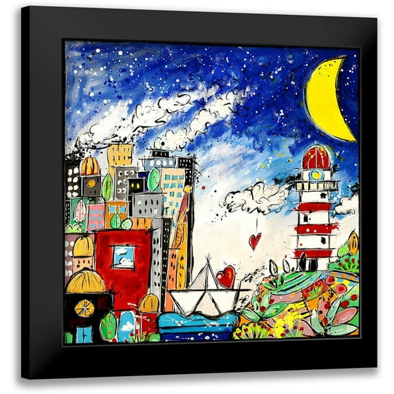 Wallas 15x15 Black Modern Framed Museum Art Print Titled - Nella citta dei sogni cE sempre amore