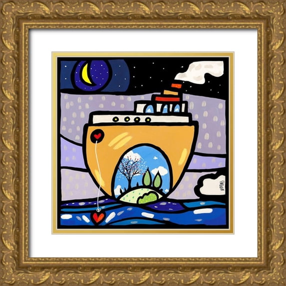 Wallas 15x15 Gold Ornate Wood Framed with Double Matting Museum Art Print Titled - New Ark