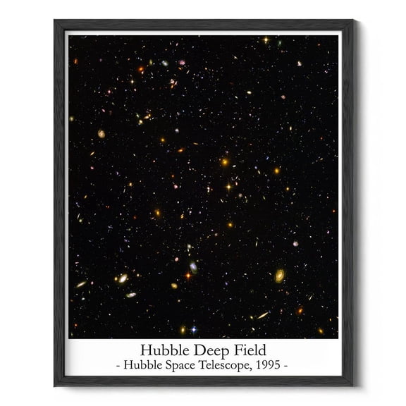 Wallbuddy Space Photo Astronomy Wall Art | Pale Blue Dot, Earthrise, Hubble Deep Field James Webb, Stephen's Quintet, Carina Nebula, and Retro Astronaut Voyager Poster | Black Framed 12x16 inches