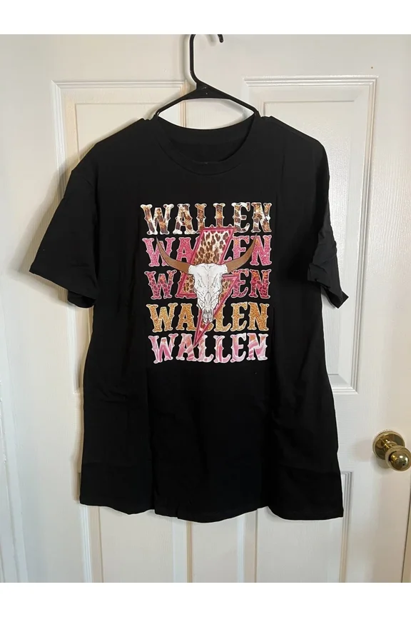Wallen Leopard Black Short Sleeve T-Shirt Music Fan Country Unisex T-shirt, up to Size 5XL