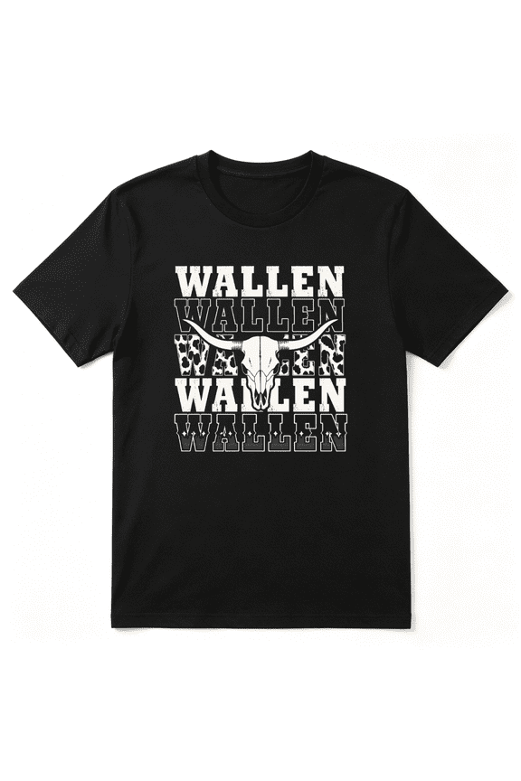 Wallen Longhorn Skull Vintage Graphic Tee for Men, Horse Lover Road Trip Cotton Short Sleeves T-Shirt