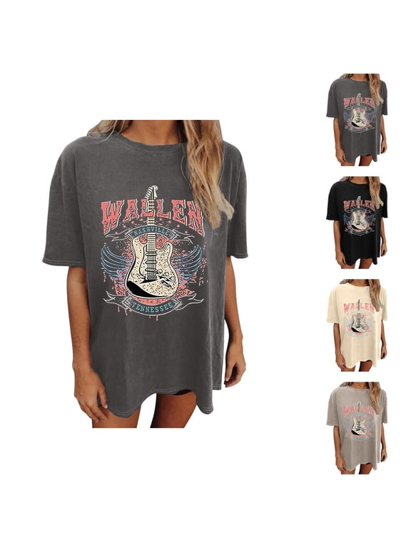 Wallen Nashville Tennessee Graphic Tees for Women 2026 Summer Casual Short Sleeve Crewneck Country Concert T Shirts