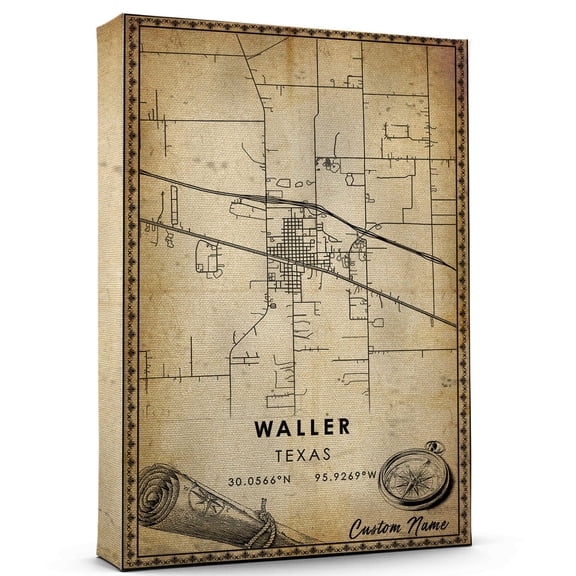 Waller Map Poster, Texas Map Art Poster, Canvas, Waller Map City vintage Poster, Street Map Artwork Poster, Waller Map Canvas - 89AZ750