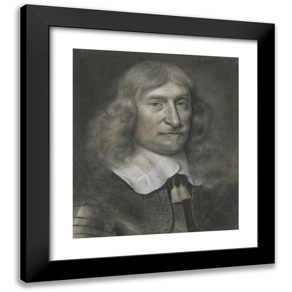 Wallerant Vaillant 12x14 Black Modern Framed Museum Art Print Titled - Portrait of a Middle-Aged Man in Armour (1649)