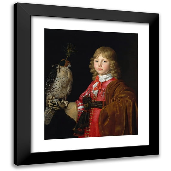 Wallerant Vaillant 20x23 Black Modern Framed Museum Art Print Titled - Portrait of a Boy with a Falcon