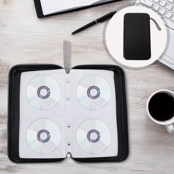 HEANUJJ Black Polyester CD DVD Storage Case Anti-Pressure Organizer for Collection 1 Piece