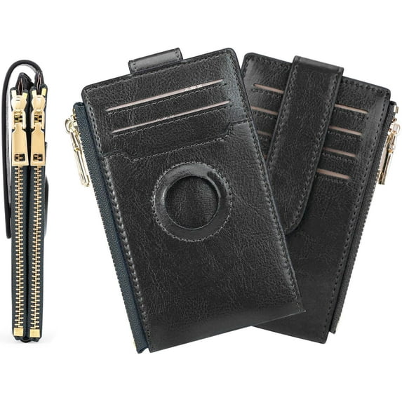Wallet with AirTag Holder, Sleek Genuine Leather Bifold Wallet Card Case for Holding Cash, Coins, Credit Cards, Built-in Case for AirTag Accessories for Women