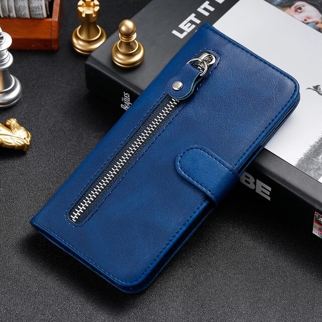 Wallet Artificial Cowh Stand Zipper Flip Case For iPhone 15 Pro Max 14 Plus 13 12 11 SE