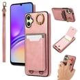 thumbnail image 1 of Wallet Back Case for Samsung Galaxy A05 with Wrist Strap, Stylish Magnetic Card Holder Finger Ring Kickstand PU Leather Lanyard Shockproof Slim Phone Case for Samsung Galaxy A05, Pink, 1 of 7