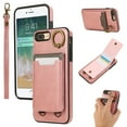 thumbnail image 1 of Wallet Back Case for iPhone 7 Plus/8 Plus with Wrist Strap, Stylish Magnetic Card Holder Finger Ring Kickstand PU Leather Lanyard Shockproof Slim Phone Case Cover for iPhone 7 Plus/8 Plus, Pink, 1 of 7