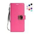 thumbnail image 1 of Wallet Card Case for iPhone 13 Pro Max PU Leather Wallet Case Cover [Stand Feature] with Wrist Strap and [6-Slots] ID&Credit Cards Pocket for iPhone 13 Pro Max 6.7 inch - Hot Pink, 1 of 5