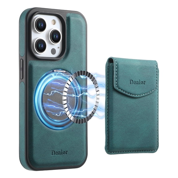 Wallet Card Phone Case for iPhone 13 Pro Compatible with MagSafe Magnetic RFID Blocking Detachable Premium PU Leather Case with Card Slots Holder Kickstand Wireless Charging,Blue