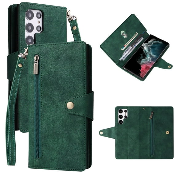 Wallet Card Zipper Flip Leather Case For Samsung Galaxy S24 Ultra S24Plus S23FE S23 Ultra S22 S21 FE S20 FE S10 Note 20 Note10 Note9