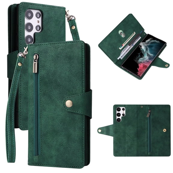 Wallet Card Zipper Flip Leather Case For Samsung Galaxy S24 Ultra S24Plus S23FE S23 Ultra S22 S21 FE S20 FE S10 Note 20 Note10 Note9