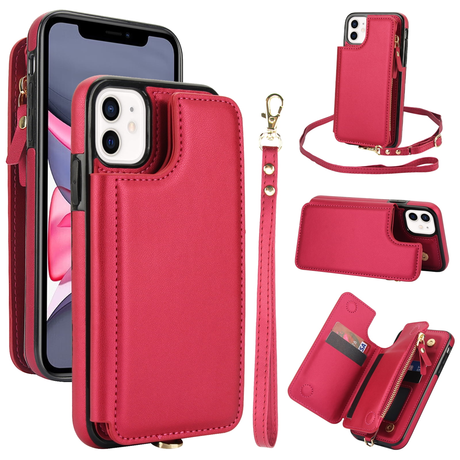 iPhone 16 Plus Wallet Case, with Crossbody Shoulder Strap