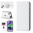 thumbnail image 1 of Wallet Case for Apple iPhone 14 6.1 inch, Luxury Quilted PU Leather Flip Cover [Shockproof TPU] [Support Wireless Charging] with 2 Card Slots, Kickstand, FRID Blocking Case Cover, White, 1 of 10