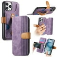 thumbnail image 1 of Wallet Case for Apple iPhone 14 Pro Max, Premium PU Leather Cards Holder RFID Blocking Flip Cover Stand Hand Strap Full Protective Shockproof Phone Case for Women Men, Purple, 1 of 8