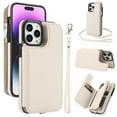 thumbnail image 1 of Wallet Case for Apple iPhone 15 Pro, with Crossbody Shoulder Strap & Hand Wrist Cards Holder Zipper Pocket Stand Feature Full Protective Shockpoof Phone Case for iPhone 15 Pro, White, 1 of 7