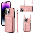 thumbnail image 1 of Wallet Case for Apple iPhone 16 Pro, Crossbody Shoulder Strap Hand Wrist Cards Holder Zipper Cash Pocket Stand Feature Shockproof Bumper Phone Case for Apple iPhone 16 Pro, Rosegold, 1 of 11