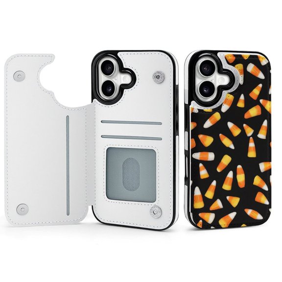 Wallet Case For Apple iPhone Air / 17 Pro / 17 Pro Max Series with Card Holder, PU Leather Kickstand Card Slots Screen Protector Included For iPhone 17 Series, Candy Corn