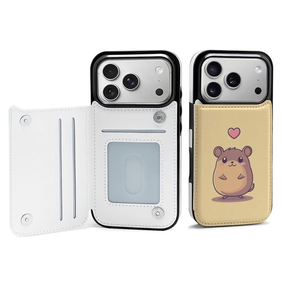Wallet Case For Apple iPhone Air / 17 Pro / 17 Pro Max Series with Card Holder, PU Leather Kickstand Card Slots Screen Protector Included For iPhone 17 Series, Cute Mouse Heart