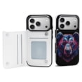 thumbnail image 1 of Wallet Case For Apple iPhone Air / 17 Pro / 17 Pro Max Series with Card Holder, PU Leather Kickstand Card Slots Screen Protector Included For iPhone 17 Series, Dark Bear Geometric, 1 of 8