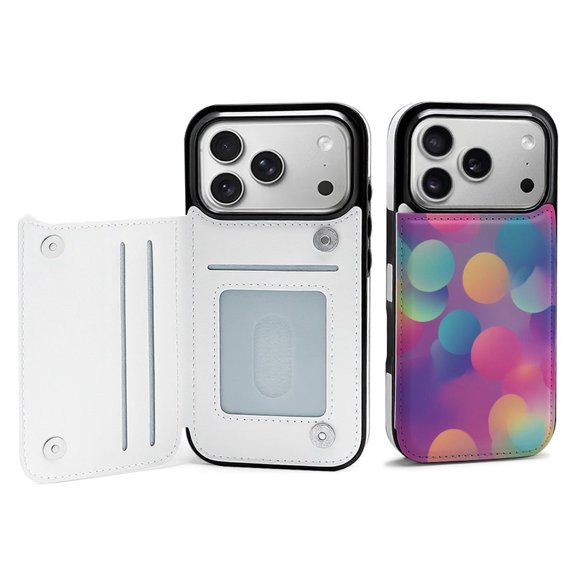 Wallet Case For Apple iPhone Air / 17 Pro / 17 Pro Max Series with Card Holder, PU Leather Kickstand Card Slots Screen Protector Included For iPhone 17 Series, Gradient Colorful