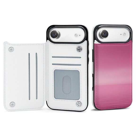 Wallet Case For Apple iPhone Air / 17 Pro / 17 Pro Max Series with Card Holder, PU Leather Kickstand Card Slots Screen Protector Included For iPhone 17 Series, Gradually Pink