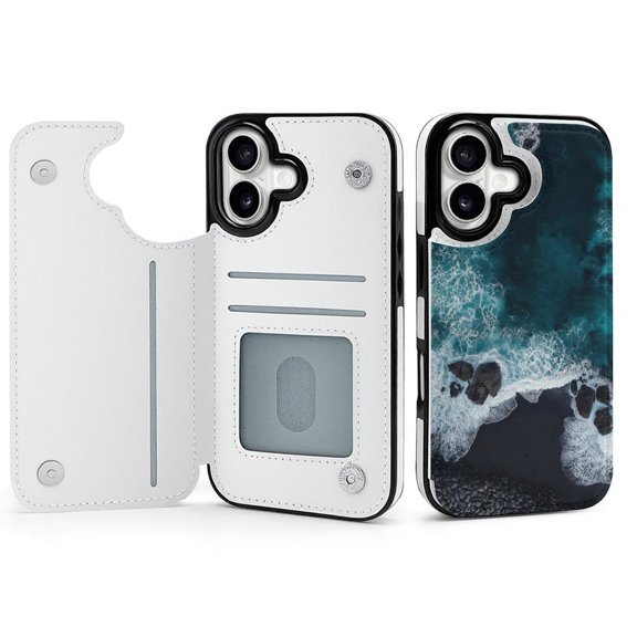 Wallet Case For Apple iPhone Air / 17 Pro / 17 Pro Max Series with Card Holder, PU Leather Kickstand Card Slots Screen Protector Included For iPhone 17 Series, Iceland