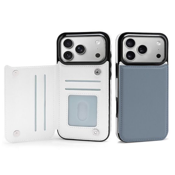 Wallet Case For Apple iPhone Air / 17 Pro / 17 Pro Max Series with Card Holder, PU Leather Kickstand Card Slots Screen Protector Included For iPhone 17 Series, Light Slate Gray