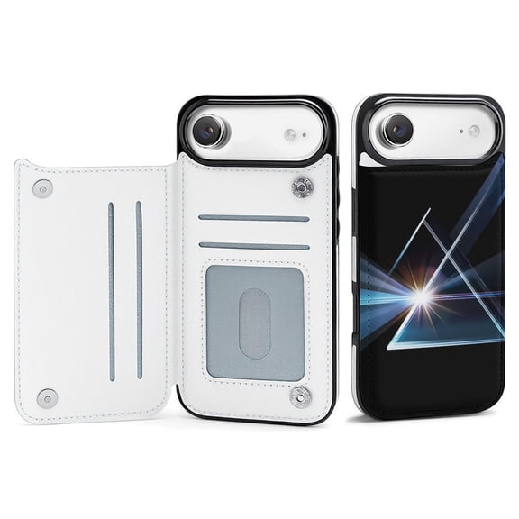 Wallet Case For Apple iPhone Air / 17 Pro / 17 Pro Max Series with Card Holder, PU Leather Kickstand Card Slots Screen Protector Included For iPhone 17 Series, Light through Triangular Prism