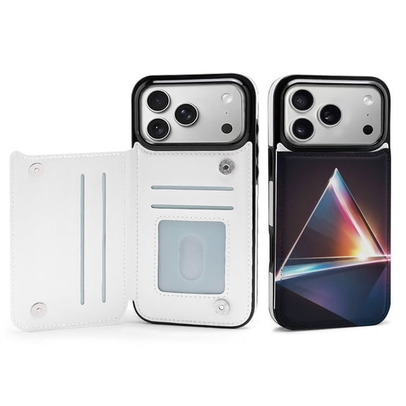 Wallet Case For Apple iPhone Air / 17 Pro / 17 Pro Max Series with Card Holder, PU Leather Kickstand Card Slots Screen Protector Included For iPhone 17 Series, Light through Triangular Prism