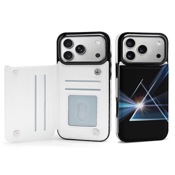 Wallet Case For Apple iPhone Air / 17 Pro / 17 Pro Max Series with Card Holder, PU Leather Kickstand Card Slots Screen Protector Included For iPhone 17 Series, Light through Triangular Prism