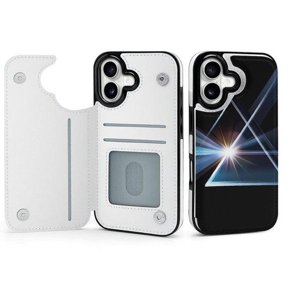 Wallet Case For Apple iPhone Air / 17 Pro / 17 Pro Max Series with Card Holder, PU Leather Kickstand Card Slots Screen Protector Included For iPhone 17 Series, Light through Triangular Prism