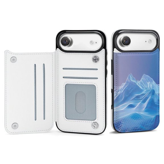 Wallet Case For Apple iPhone Air / 17 Pro / 17 Pro Max Series with Card Holder, PU Leather Kickstand Card Slots Screen Protector Included For iPhone 17 Series, Mountain Arcs