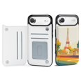 thumbnail image 1 of Wallet Case For Apple iPhone Air / 17 Pro / 17 Pro Max Series with Card Holder, PU Leather Kickstand Card Slots Screen Protector Included For iPhone 17 Series, Paris Pride Eiffel Tower, 1 of 8