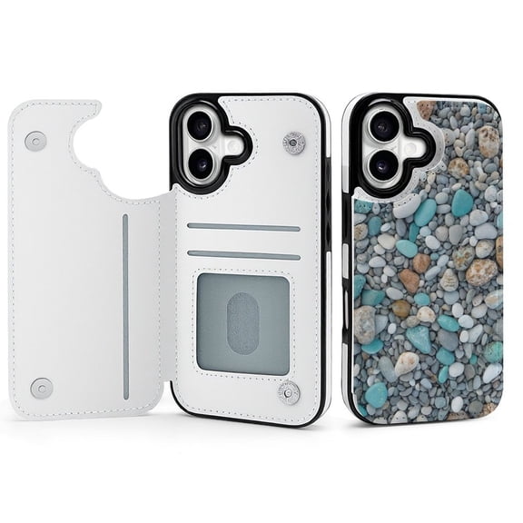 Wallet Case For Apple iPhone Air / 17 Pro / 17 Pro Max Series with Card Holder, PU Leather Kickstand Card Slots Screen Protector Included For iPhone 17 Series, Pebble Beach