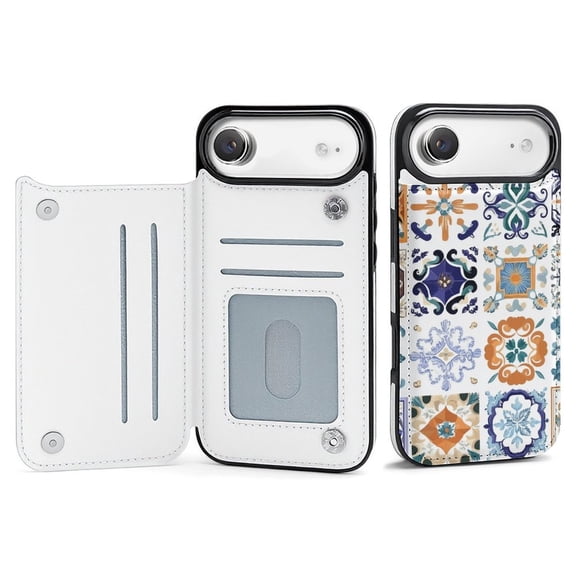 Wallet Case For Apple iPhone Air / 17 Pro / 17 Pro Max Series with Card Holder, PU Leather Kickstand Card Slots Screen Protector Included For iPhone 17 Series, Portuguese Moroccan