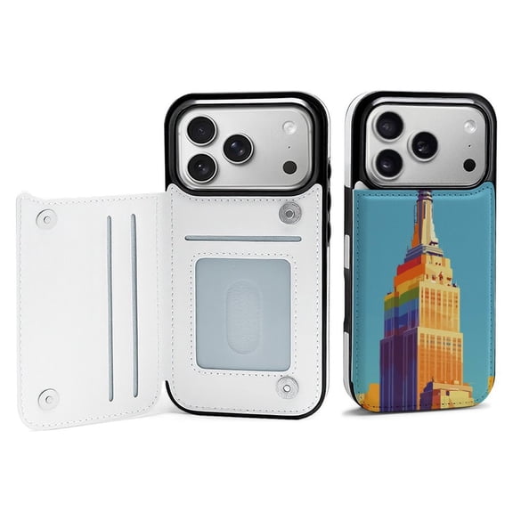 Wallet Case For Apple iPhone Air / 17 Pro / 17 Pro Max Series with Card Holder, PU Leather Kickstand Card Slots Screen Protector Included For iPhone 17 Series, Pride Manhattan