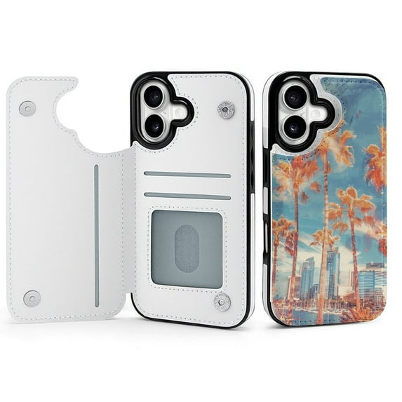 Wallet Case For Apple iPhone Air / 17 Pro / 17 Pro Max Series with Card Holder, PU Leather Kickstand Card Slots Screen Protector Included For iPhone 17 Series, San Diego