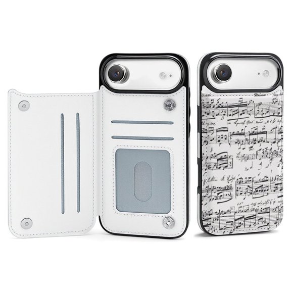 Wallet Case For Apple iPhone Air / 17 Pro / 17 Pro Max Series with Card Holder, PU Leather Kickstand Card Slots Screen Protector Included For iPhone 17 Series, Sheet of Music