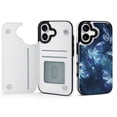 thumbnail image 1 of Wallet Case For Apple iPhone Air / 17 Pro / 17 Pro Max Series with Card Holder, PU Leather Kickstand Card Slots Screen Protector Included For iPhone 17 Series, Universe Butterfly Glowing, 1 of 8